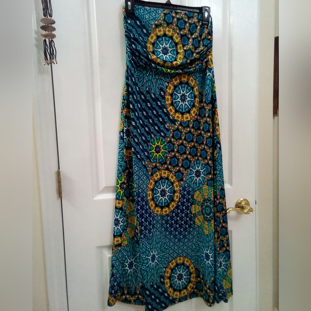 Four multi pattern maxi skirt/dresses, S - M, buy one or all four